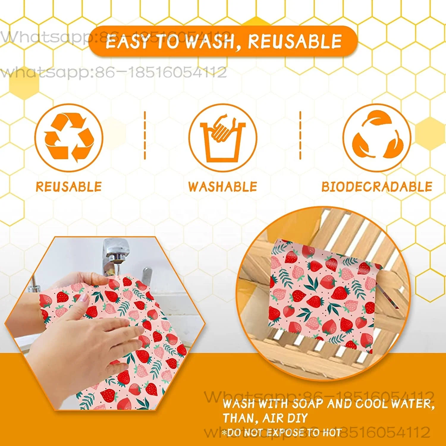

Zero Waste Beeswax Food Storage Wrap Organic Cotton Cloth Reusable Wrap Bee Wax Wrap