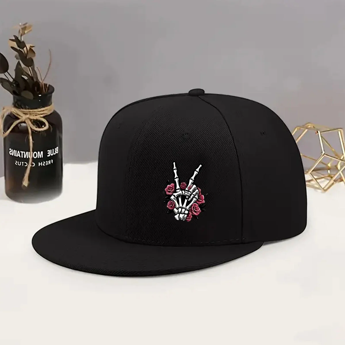 An Adjustable Printed Trendy Flat-brim Baseball Cap with a 