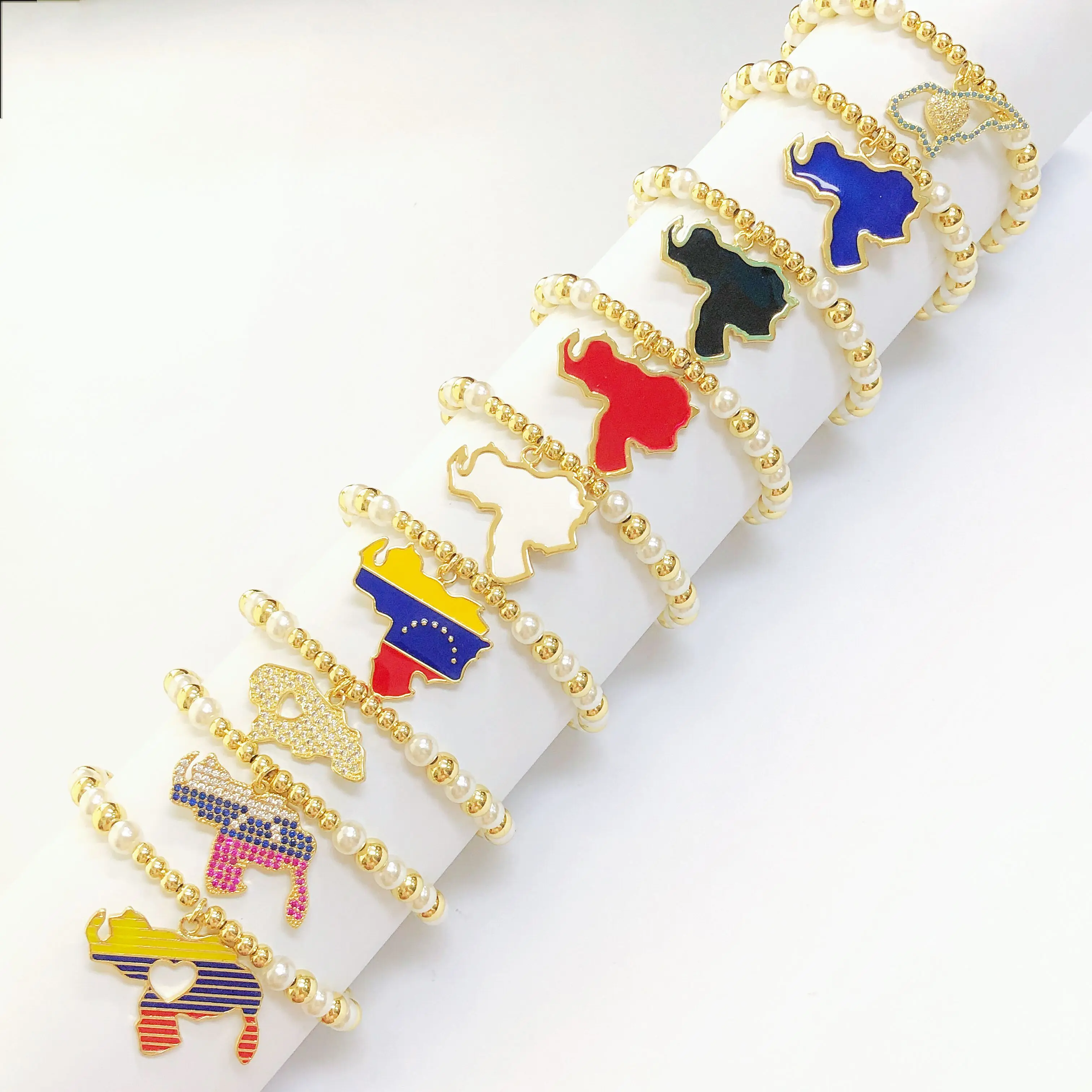 موضة جديدة البندقية المكسيكية الدومينيكان قلادة على شكل خريطة المنسوجة اللؤلؤ سلسلة سوار للرجال النساء مجوهرات الحفلات هدية اليوم الوطني #1