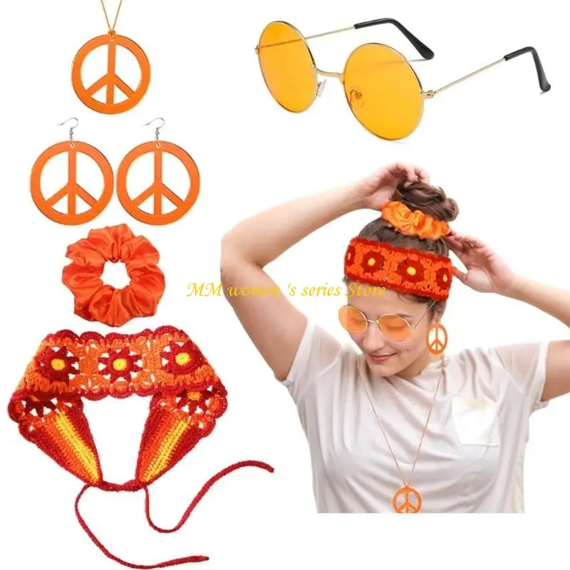 Q39C Accessori per costumi hippie degli anni '70 anni '70 Hippie Gioielli Hippie Hold Baschetta per capelli per capelli per a