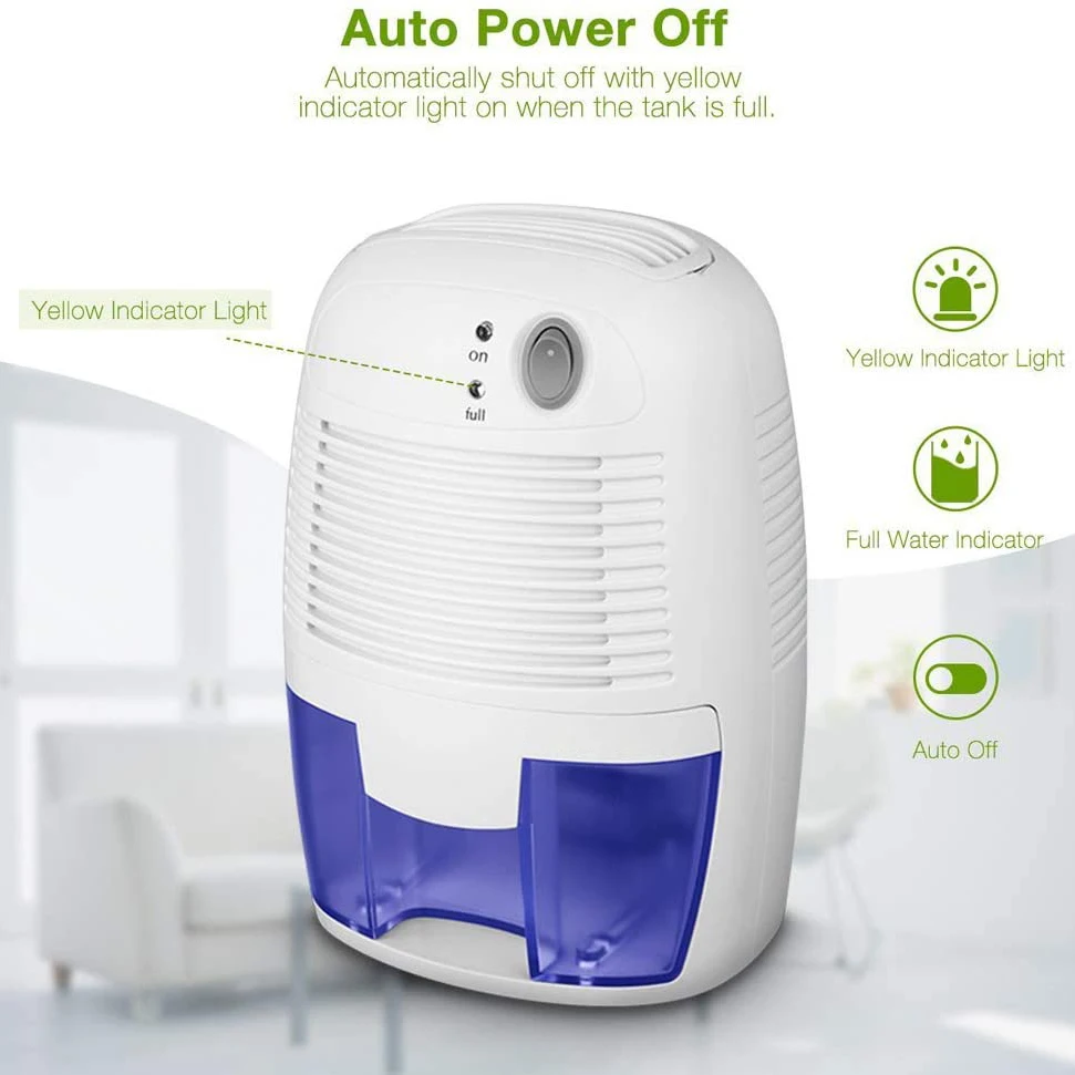 Mini deshumidificador USB, secador de aire portátil, refrigeración eléctrica con tanque de agua de 500ML para el hogar, dormitorio, cocina, oficina y coche