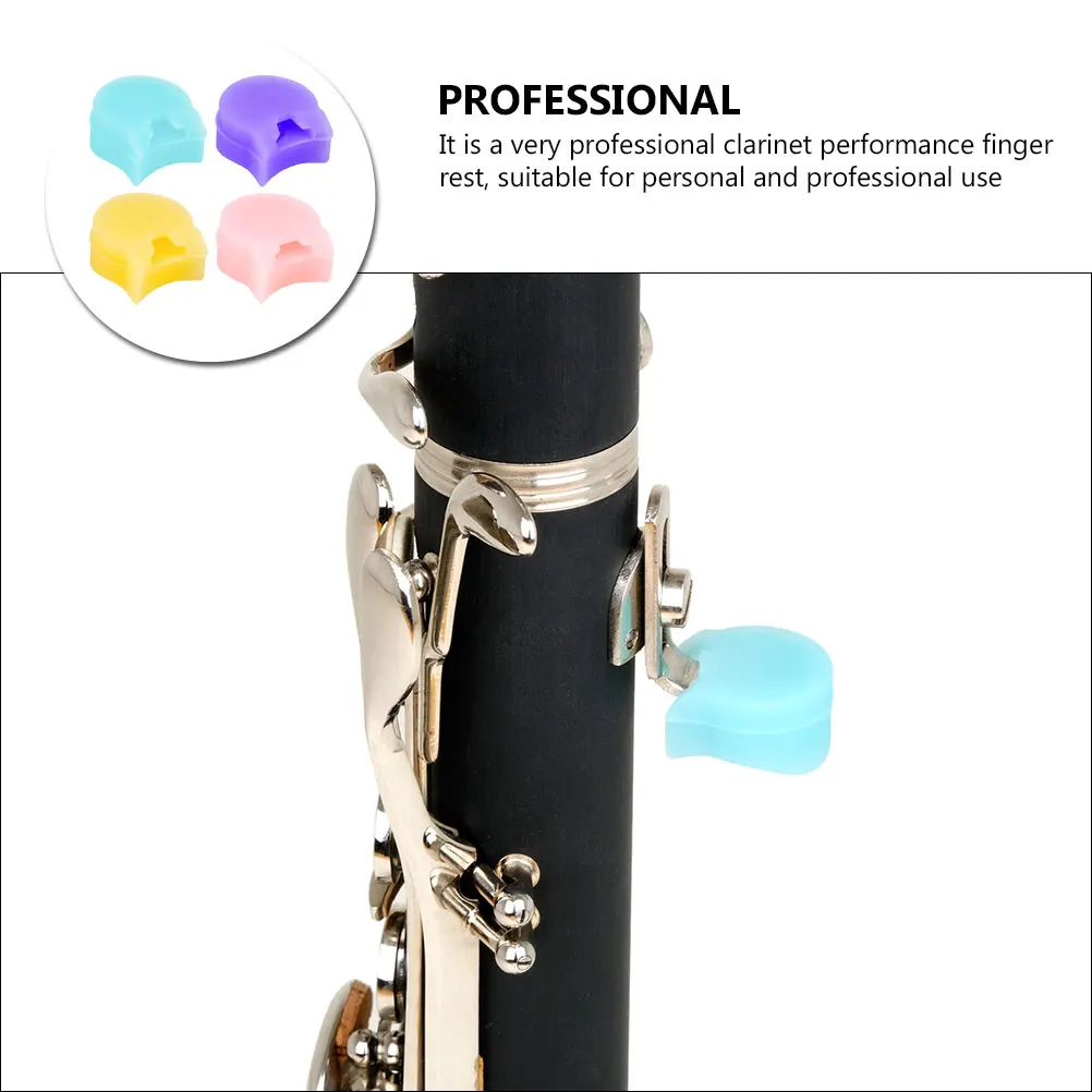 

4pcs Black Silicone Clarinet Thumb Rest Professional Finger Pad For Performance Practice Durable Lightweight Cushion Supple