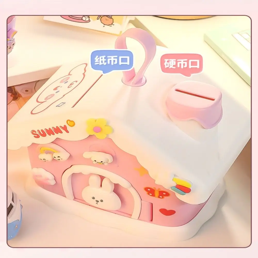 Fashion Mushroom House Money Box Plastic Key Lock Cash Box Security Portable Coin Saving Box Gift