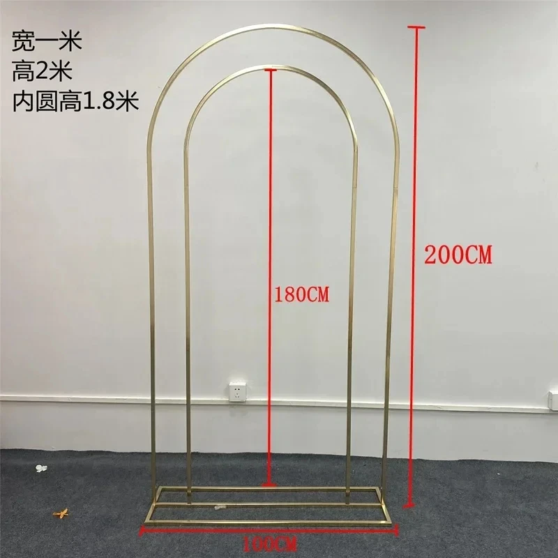 Vergoldeter Doppelbogen-Ballonständer 1 Stück Glänzendes Metall-Displayregal Hochzeit Geburtstagsfeier Willkommensschild Türrahmen Dekoration O – Detail 1