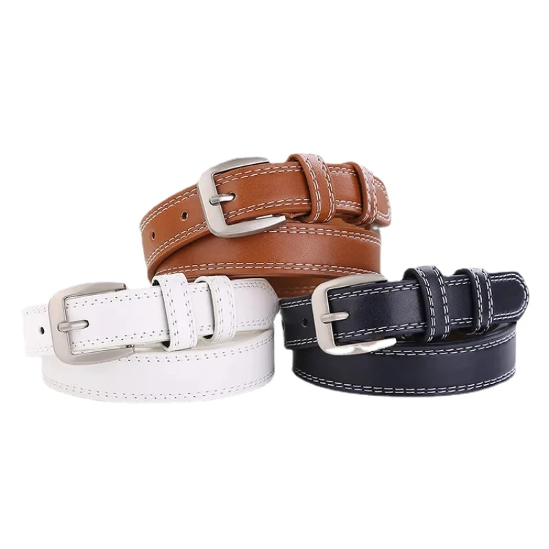 New Fashion Light Luxury Women's Daily Versatile White Belt Youth Student Pin Buckle Pants Women's Belt Designer Belt