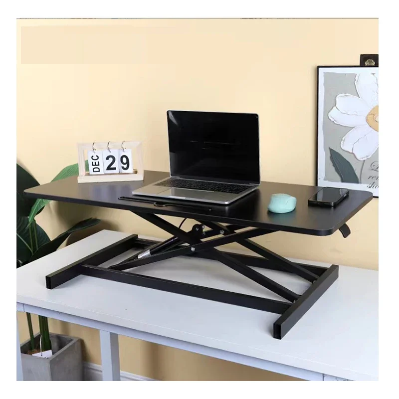 A Customizable Ergonomic Notebook Computer Pneumatic Standing Desk Frame Adjustable Converter Black Workstation for Office