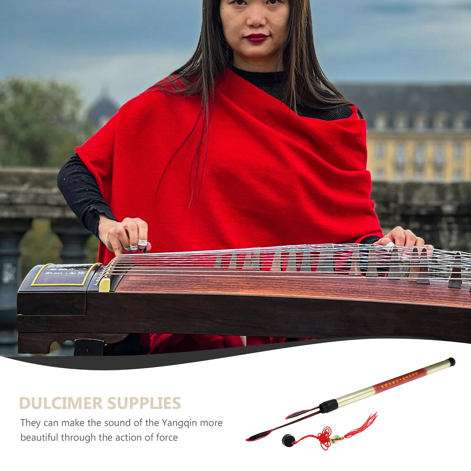 

2Pcs Yangqin Supplies Professional Ebony Head Bamboo Impact Resistant Dulcimer Accessories for Personal Or Stage Use