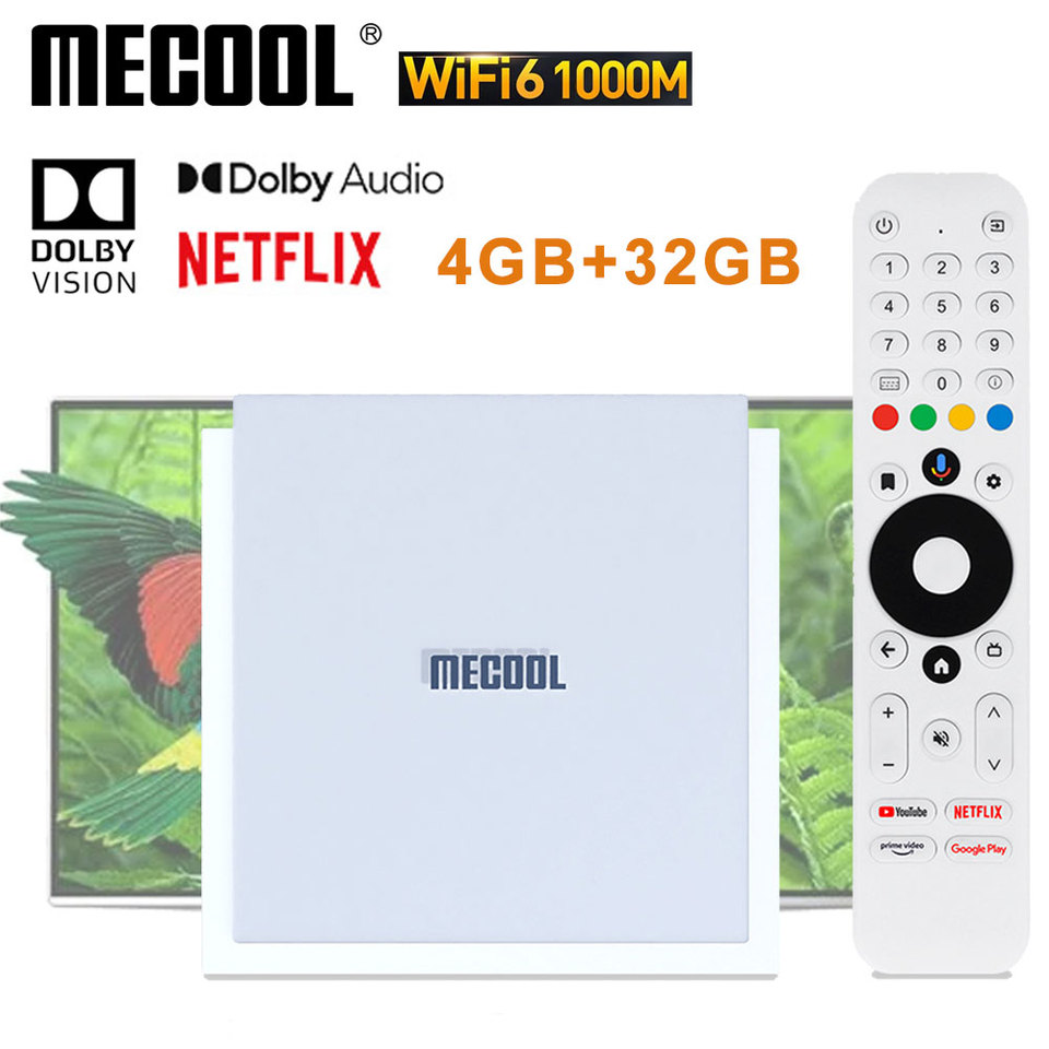  MECOOL KM2 PLUS DELUXE Android 11 Certified TV BOX Google TV Dolby Vision Atmos 4GB DDR4 32GB 1000M LAN WIFI 6 4K Stream TVBOX 