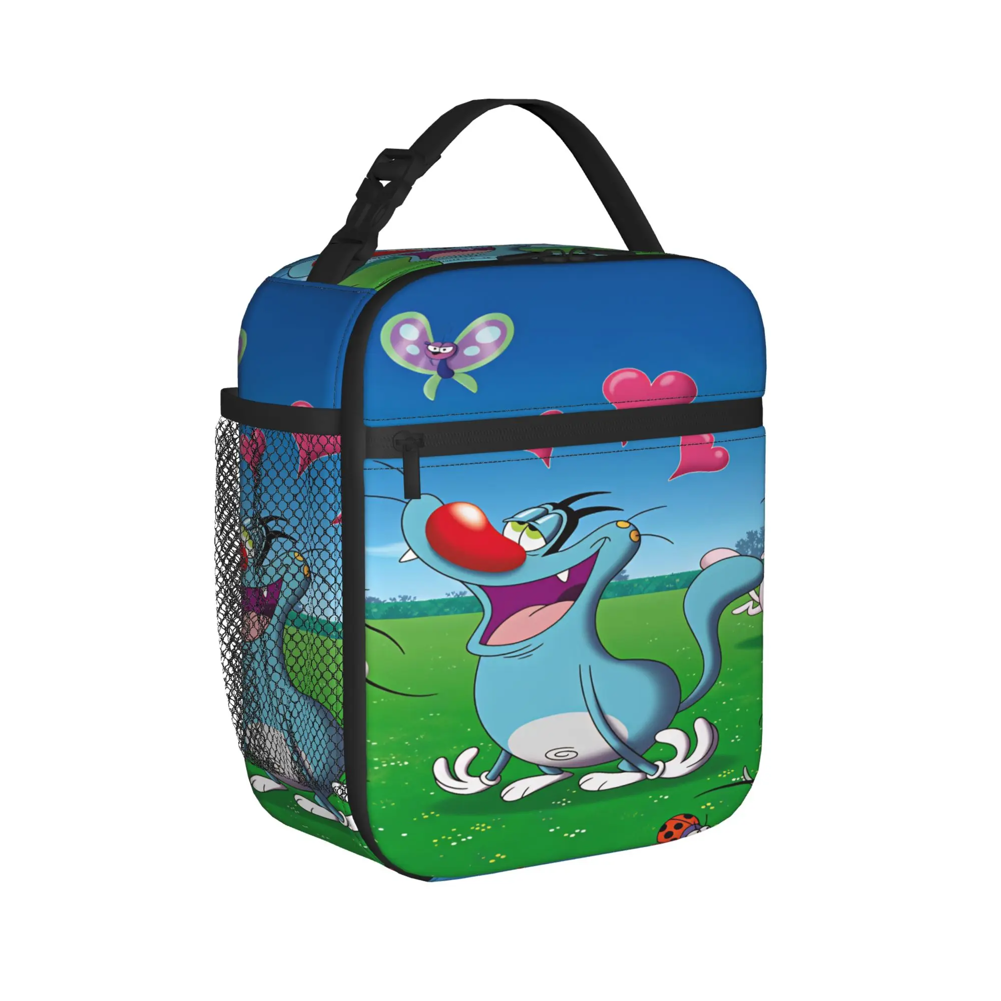 Film Oggy And The Cockroaches Lunch Bag Portable Insulated Lunch Box Child Office Cooler Bag Fashion Oxford Thermal Tote Handbag