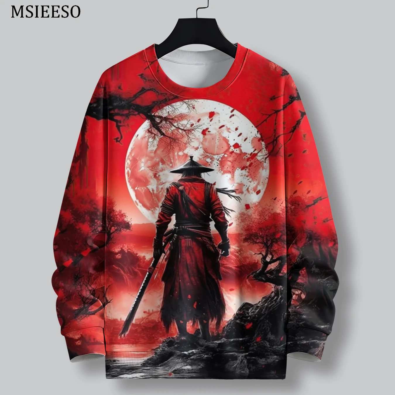 

MSIEESO Men Sweatshirt Japanese Samurai Graphics Printed Fashion Sportshirt Men Women Long Sleeve Casual Male Streetwear Tops