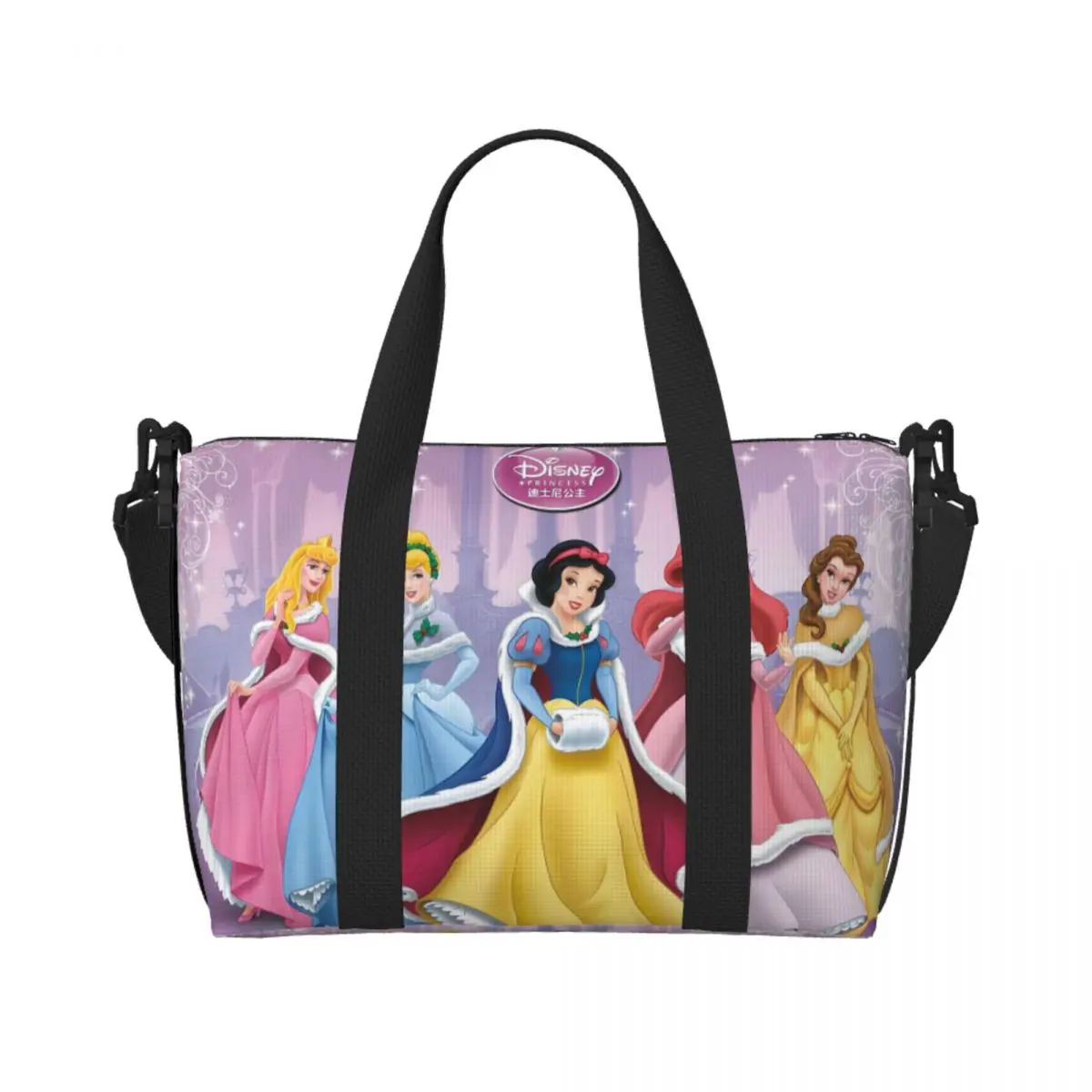 

Custom Adorable Princess Grocery Tote Shopping Bag Women Large Capacity Adorable Cartoon Movie Kawaii Film Gym Beach Travel Bags