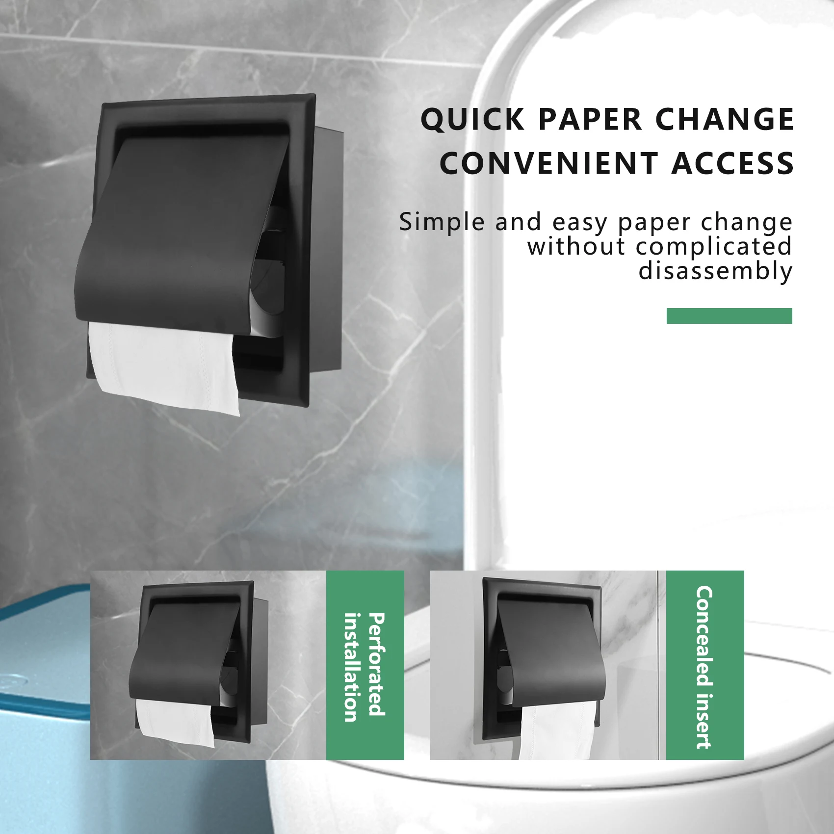 Recessed Toilet Paper Holder,Stainless Steel Double Roll Paper Box for Bathroom,Wall-Mounted Paper Storage Rack