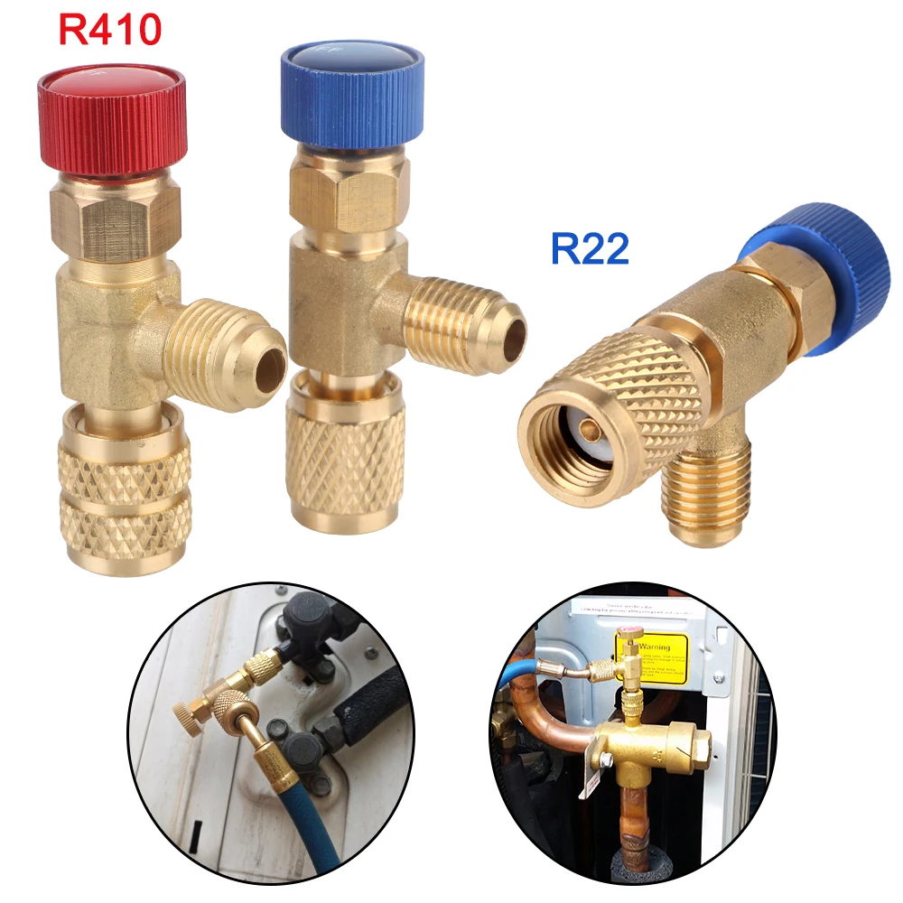 

R22 R410 AC Valve 1pc Air Conditioning Refrigerant Valve Air Conditioning Repair and Fluoride Safety Adapter 1/4 " Filler Joint