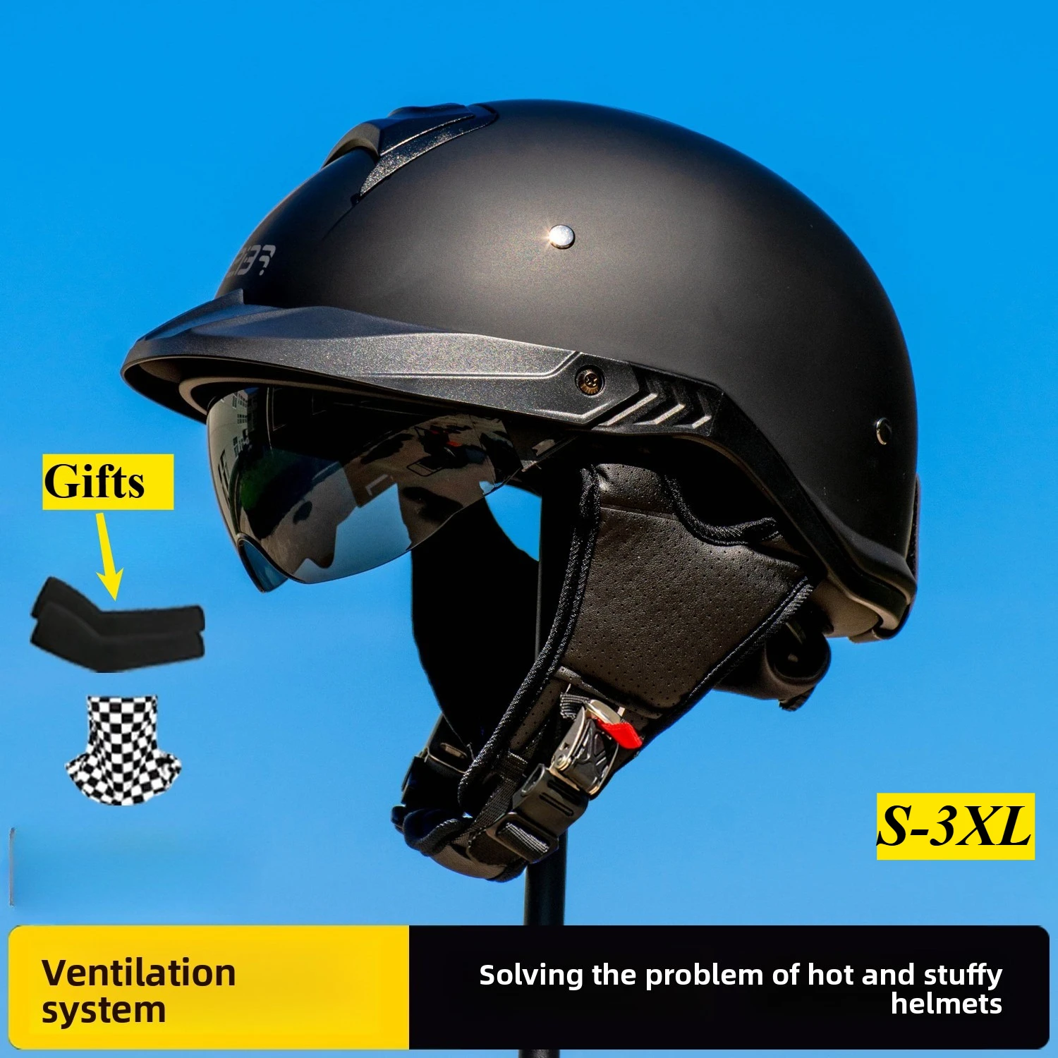 

Retro Motorcycle Half Helmet Four Season Universal Unisex Cruise Locomotive Ultra-light Motorcycle Helmet