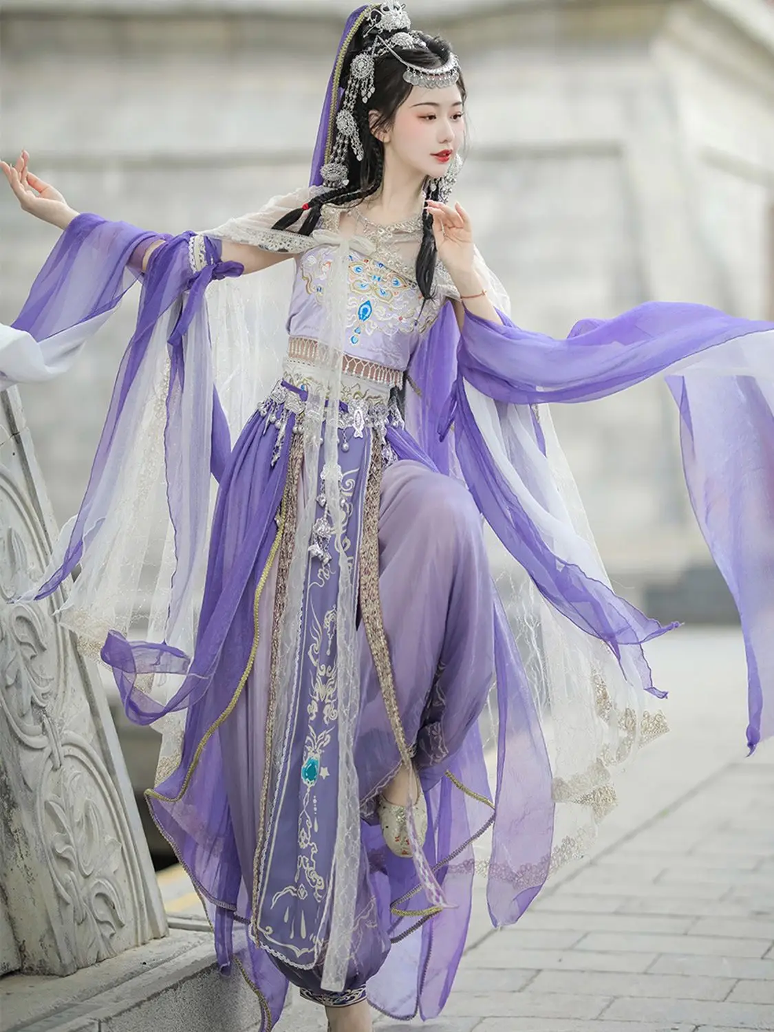 Chinesisches Hanfu-elegantes Dunhuang-Tanzkostüm für Frauen, klassischer chinesischer Stil, Performance-Anzug, weibliche Tanzkleidung