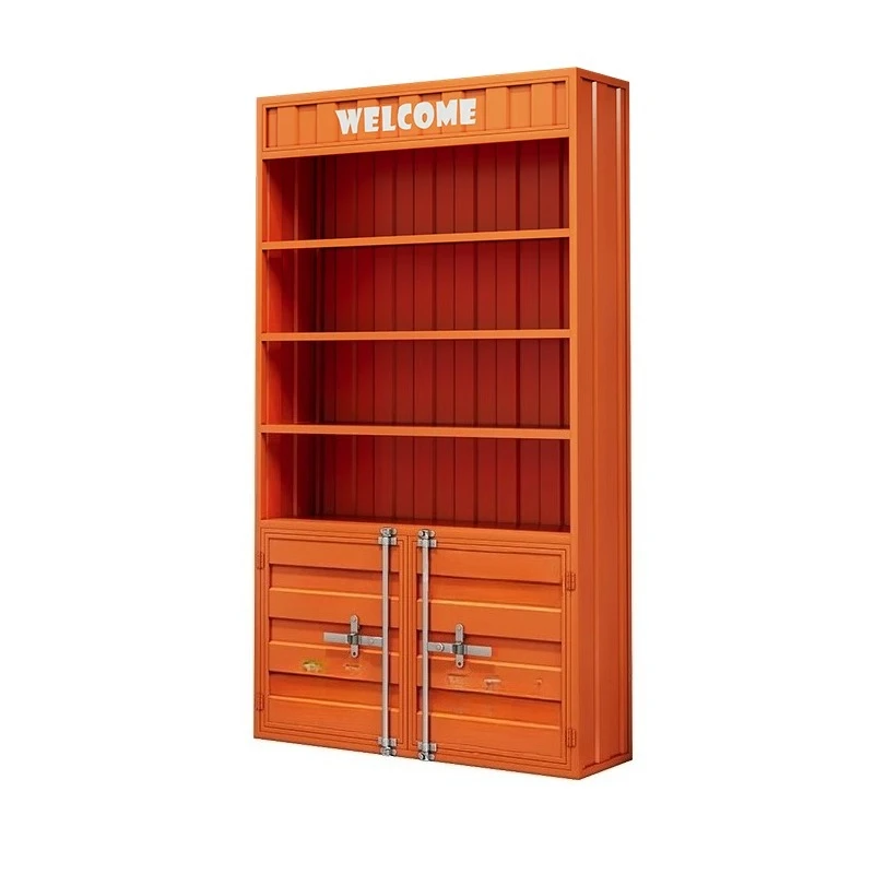 Retro industrial style store figure cabinet sample storage wine cabinet product display against the wall shelf display rack