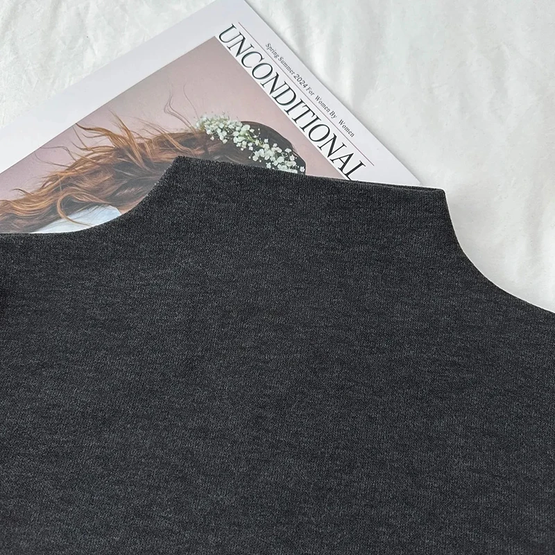 Winter Half Turtleneck Base Shirt Women Harajuku Plush Thick Warm Slim Slim Pullover Female Solid Simple Basic All Match Top New