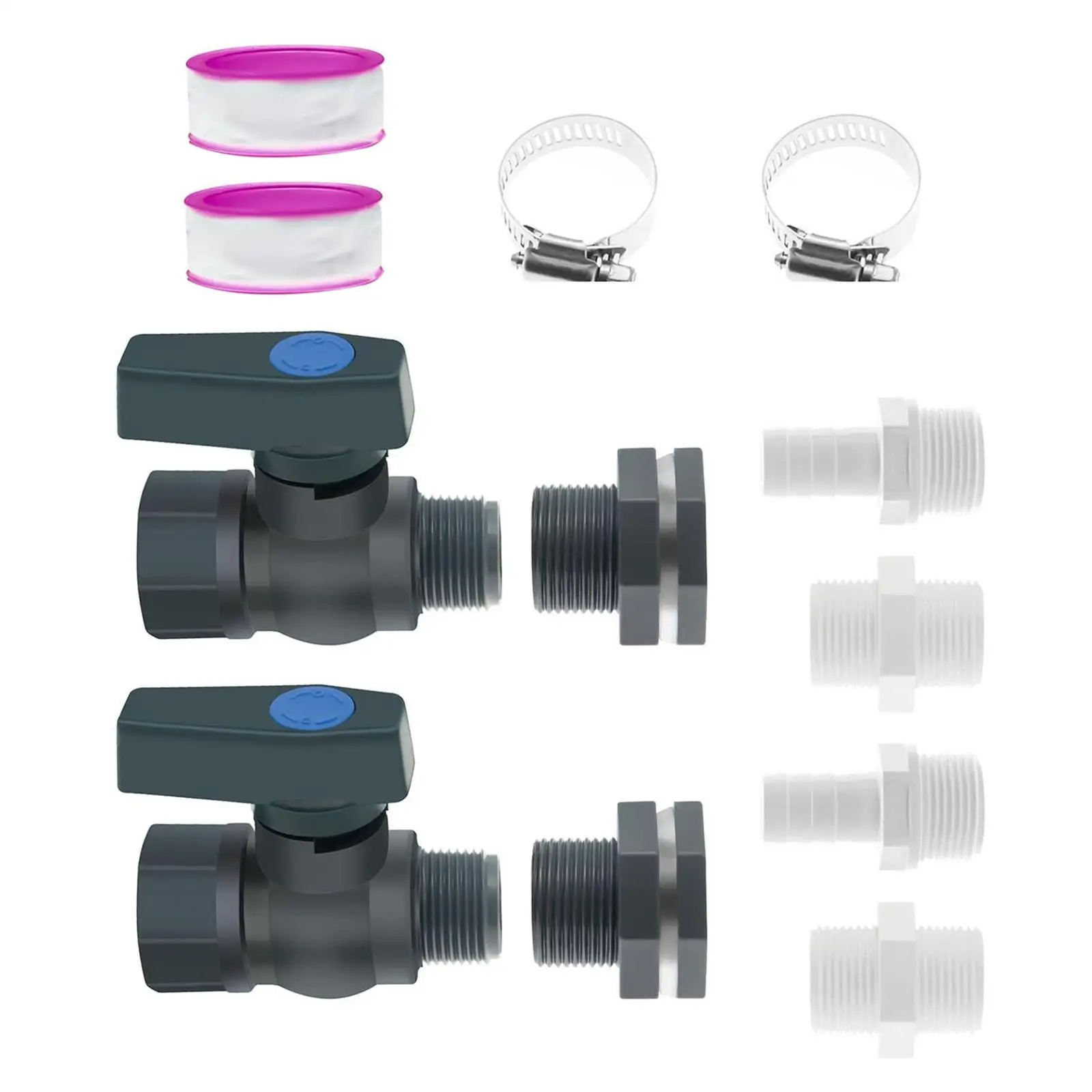 2Pcs Rain Barrel Faucet Set 3/4in Sturdy Repair Parts Rain Barrel Valve for Tubs Garden Barrel Aquariums Water Tanks Pools