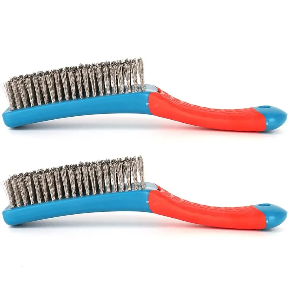 Metal Wire Brush Rust Removal Not Shed Silicone Handle Steel Brush Professional Kitchen