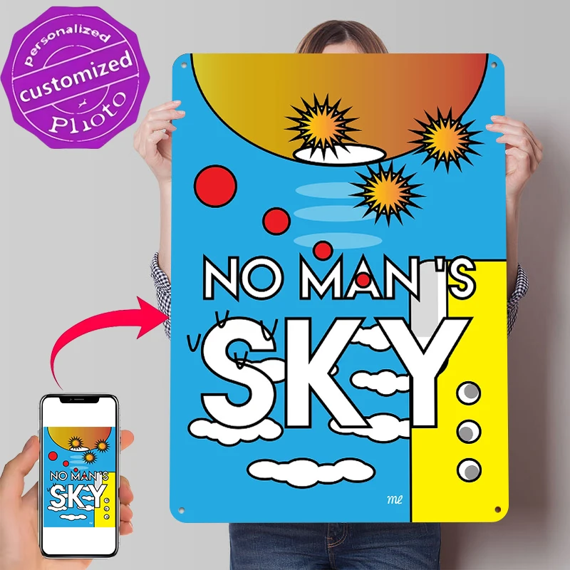 No Man's Sky Blechposter, personalisierte Wandkunst, Retro-Vintage-Metallschilder für Fans, Zimmer, Schlafzimmer, Dekoration, Wohndeko-Artikel, Gaming