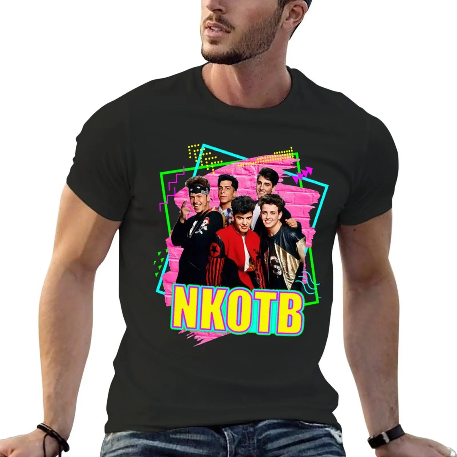 เสื้อยืดเพลง nkotb เสื้อยืดที่กำหนดเองเสื้อยืดแขนสั้นผู้ชายเสื้อยืดแพ็ค