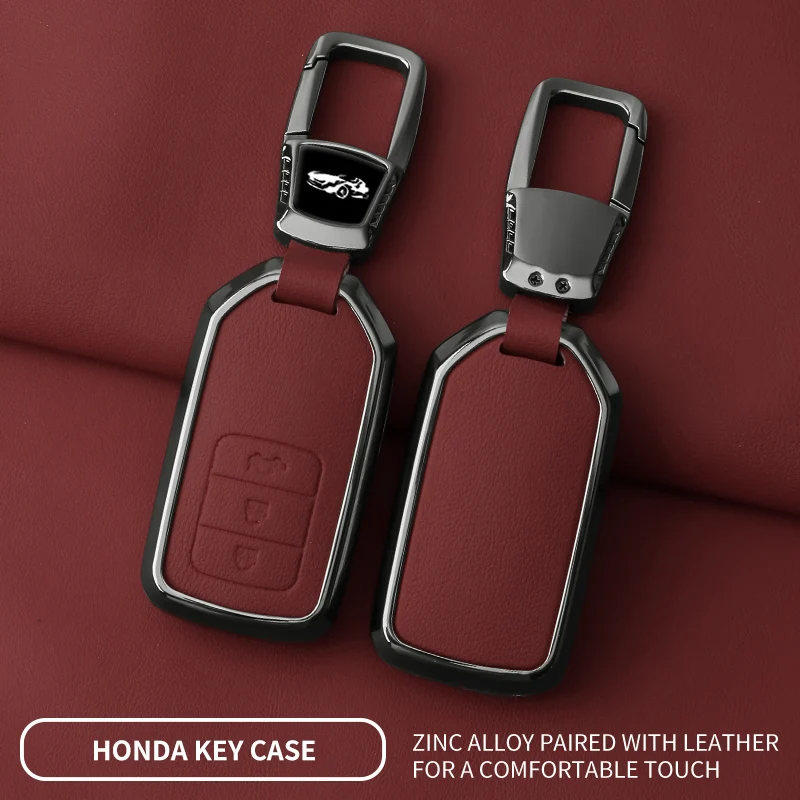 

Metal Leather Car Key Case Cover For Honda Accord EX EXL Civic CRV Jazz Jade Fit City Odyssey XR-V HRV Pilot Protect Accessory