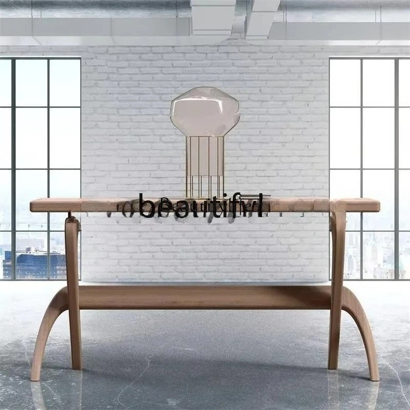 Medieval solid wood entrance table, living room wall end view table, ash wood long case table, small apartment narrow case table