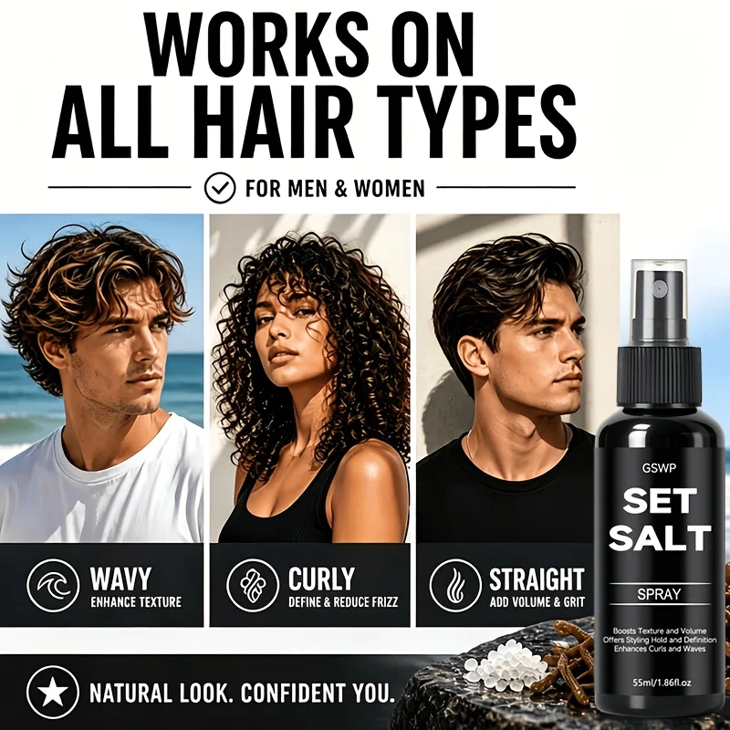 GSWP Sea Salt Styling Spray, erfrischend und nicht klebrig, verleiht sofort Volumen, entwickelt für feines Haar. 55ml/110ml – Detail 9