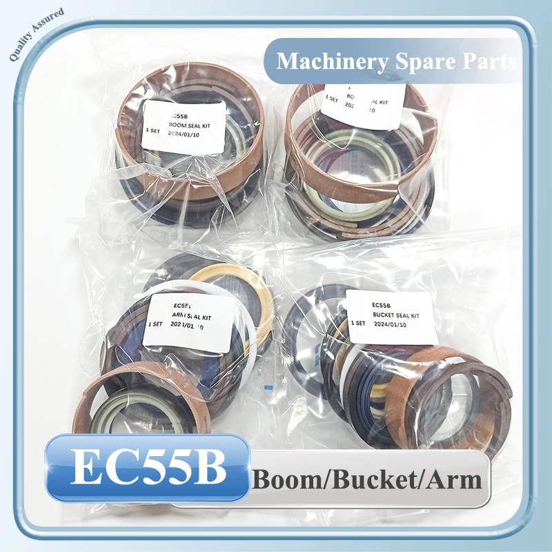 4sets EC55 Boom Bucket Arm Cylinder Seal Kits for EC55 Excavator Hydraulic Oil Seal Repair Seal Kit