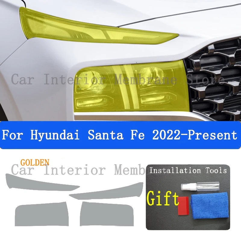 For Hyundai Santa Fe 2022 2023  Car Exterior Headlight Anti-scratch Front Lamp Tint TPU Protective Film Accessories