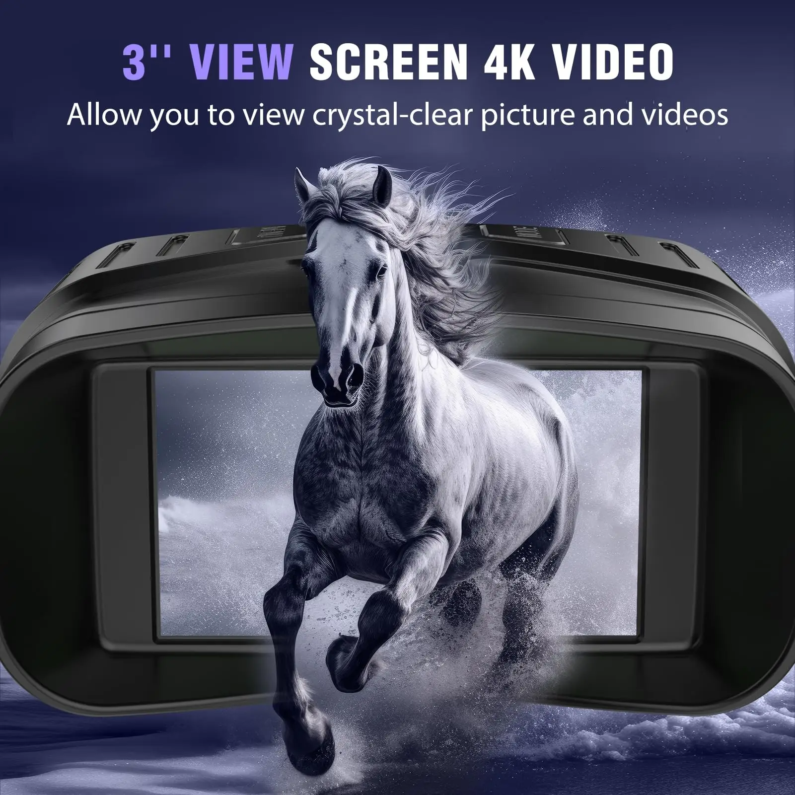 Infrared Night Vision Goggles 3'' Large Screen 4K Night Vision Binoculars Camera Take Photo Video Rechargeable Lithium Battery