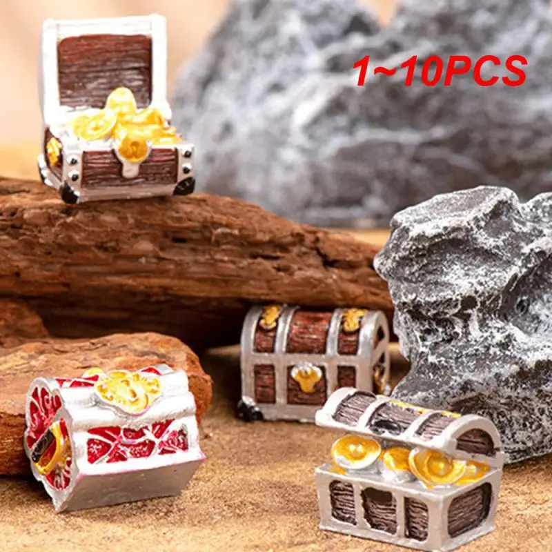 1~10PCS Miniature Cashbox Pirate Adventure Game Doll House Ornament Treasure Chest Figurine Micro Landscape Creative Jewelry Box