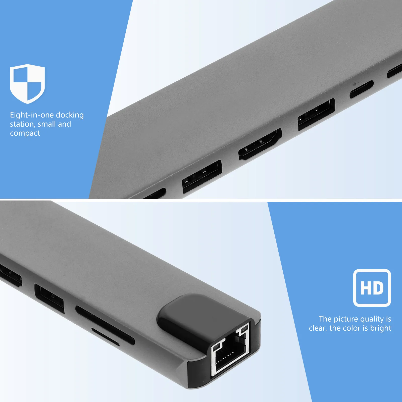 

Многопортовый USB-хаб Type-C 8-в-1 для телефона, ноутбука и компьютера, док-станция-конвертер, 1 шт.