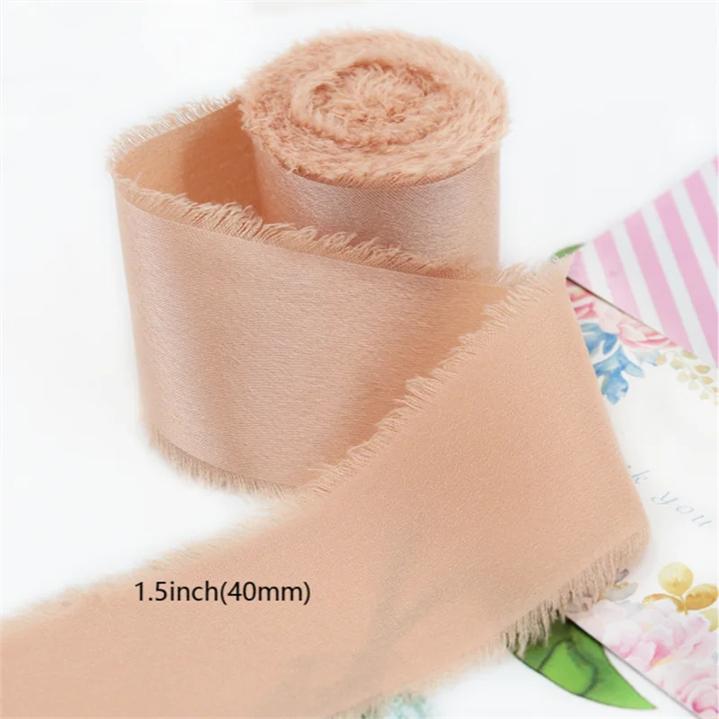 DIY Wedding Ribbon Handmade Frayed Edged Chiffon ribbon for packaging Gift Box Wrapping grosgrain Fringe Ribbon Crafts Christmas