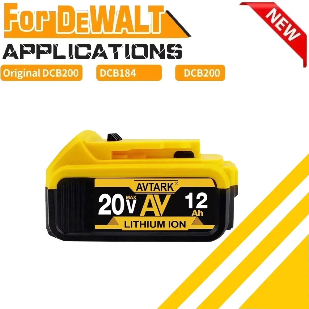 

Genuine 18V/20 Volt MAX 12.0Ah 8.0Ah DCB200 Replacement Li-ion Battery for DeWalt DCB205 DCB201 DCB203 Power Tool Batteries