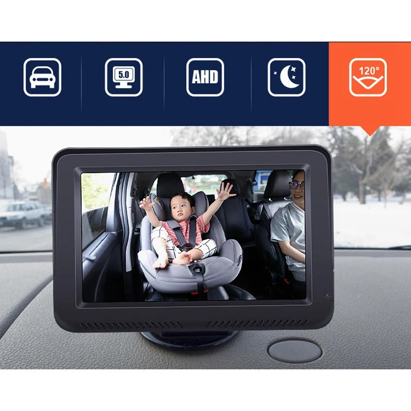 Car 5.0 Infant Rear Display View Camera Adjustable 1080P Baby No Light Night Vision Monitor Display with USB