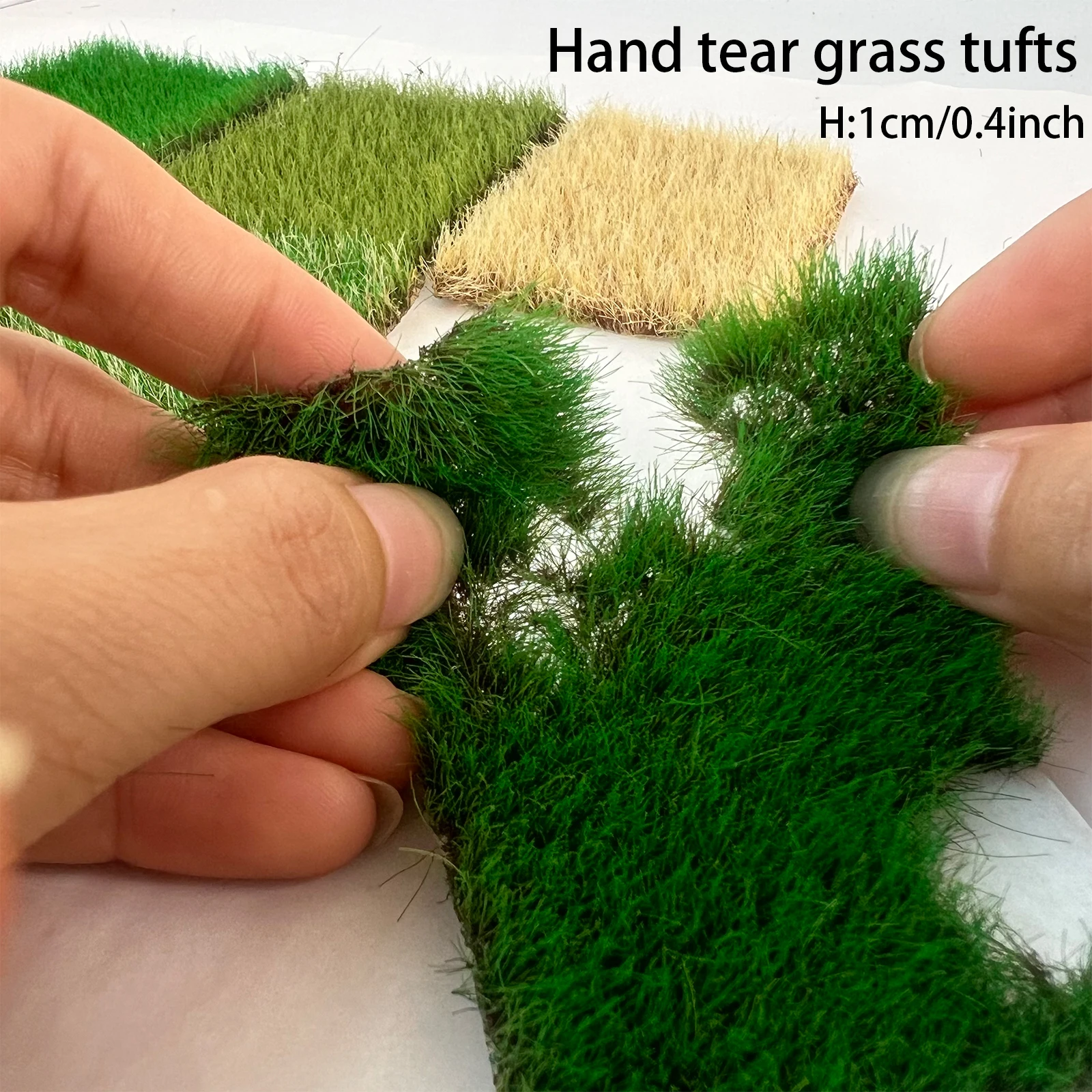 1cm Irregular Hand-Tear Faux Moss Grass Clusters for 3D Modeling Realistic Terrain Diorama Train Layouts