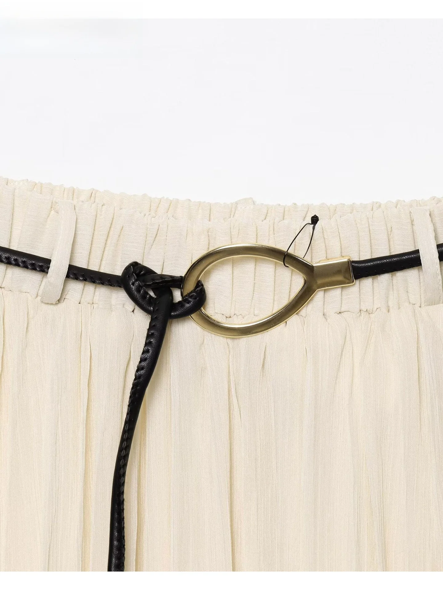 ZAPRHA 2025 新スタイル カジュアル エレガント ロングミディスカート ベルト付き スリム ハイウエスト プリーツ ルーズフィット 夏 レディーススカート