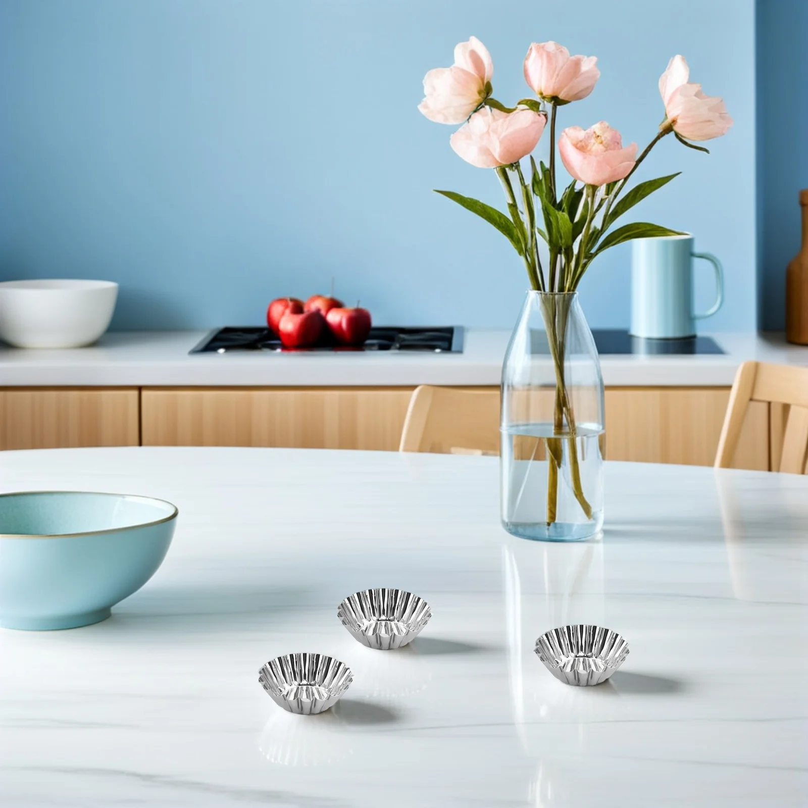 

30Pcs Reusable Stainless Steel Baking Molds Mini Tart Pans Cupcake Muffin Small Tartlet Baking Cups Kitchen Supplies