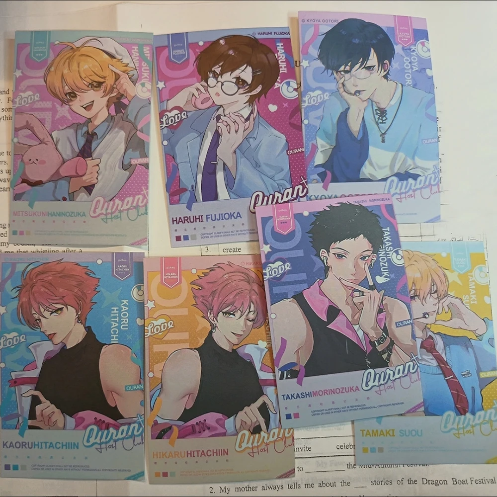7pcs/set Ouran High School Host Club Anime Small Card Photo Cards Cosplay DIY Postcard Bookmark Accessories Ornament Props Gift image 3