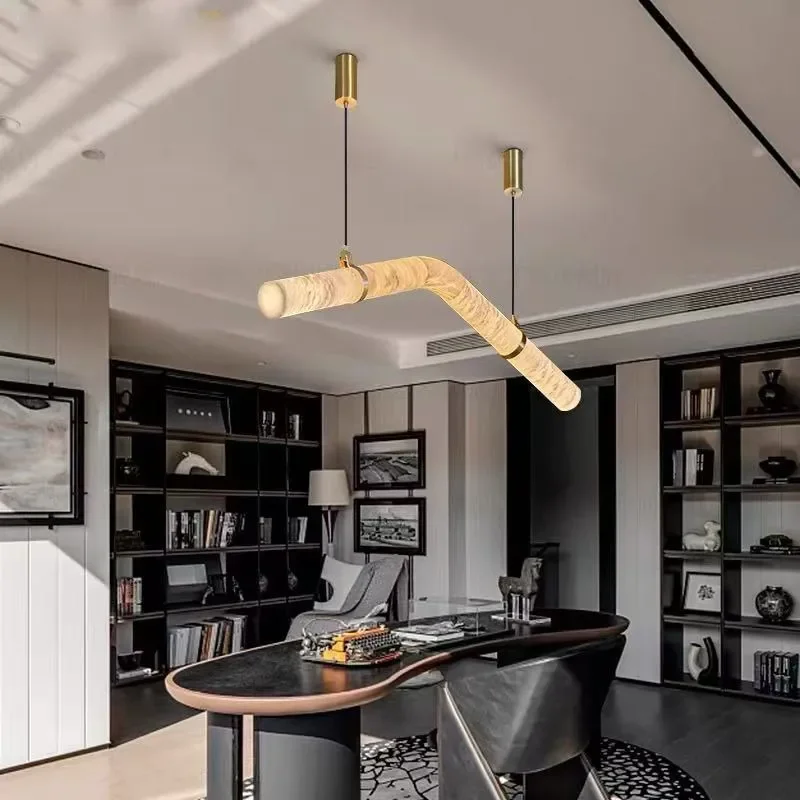 Luxury Faux Marble Pendant Light Modern Minimalist Designer Chandelier For Hotel Restaurant Bar Dining Table Decor