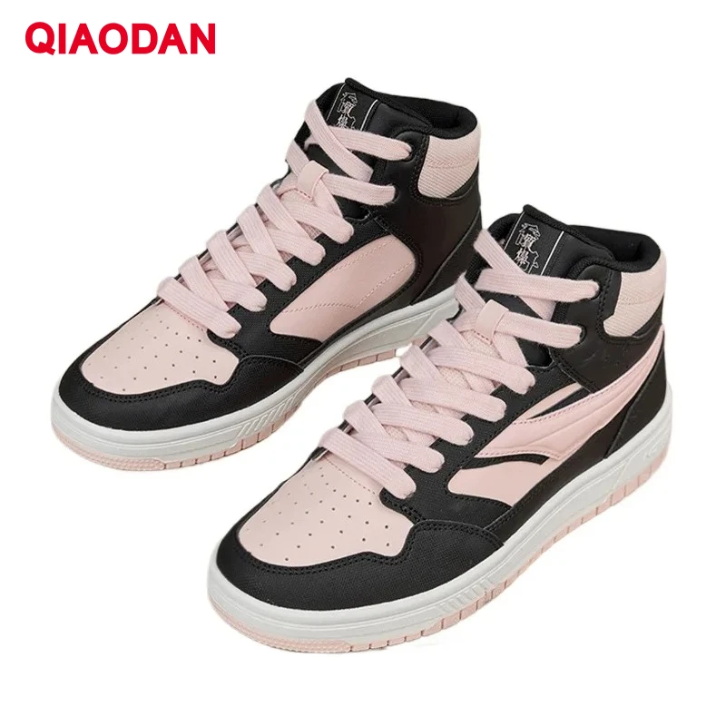 

QIAODAN Flat Shoes High Top Women 2025 Leather Waterproof Casual Shoes Breathable Walking Versatile Outdoor Sneakers XM36240531