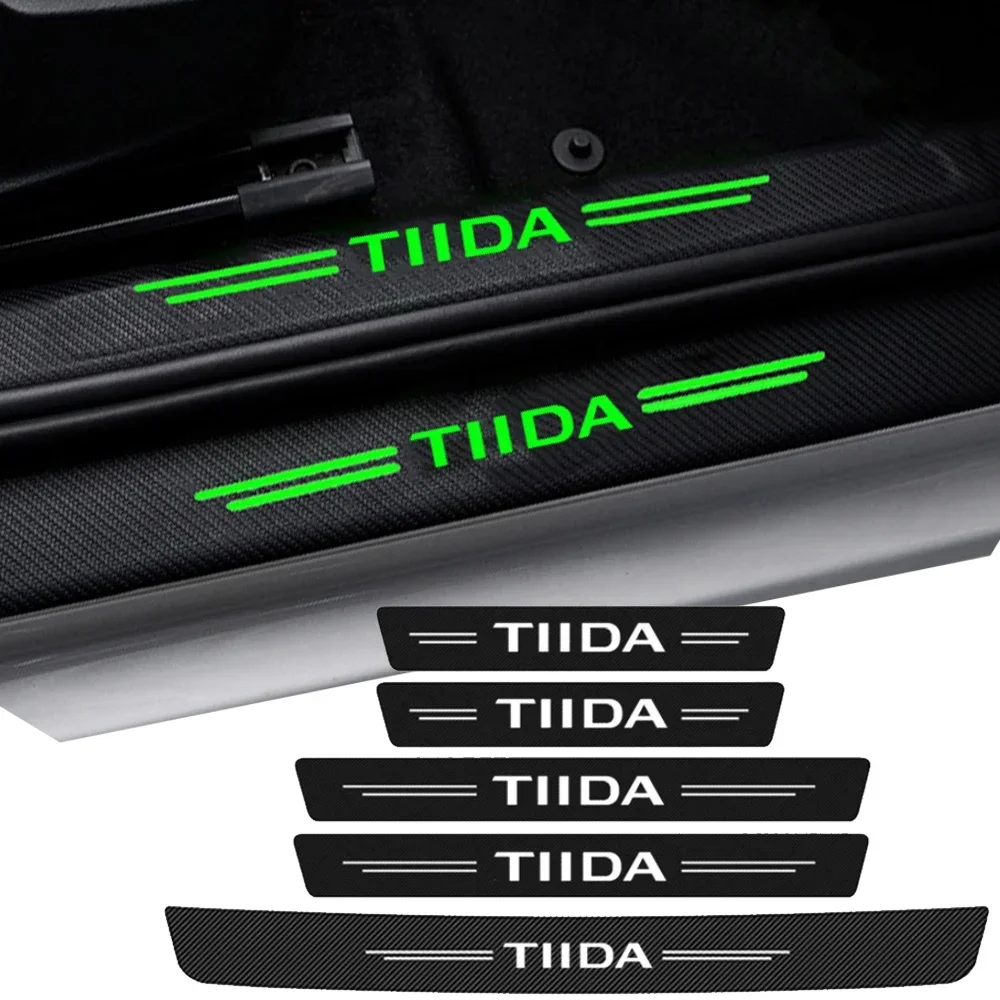 Luminous Tape Car Door Sill Trunk Bumper Stickers for Nissan Tiida Logo Badge Night Light Rear Threshold Protector Glowing Pedal