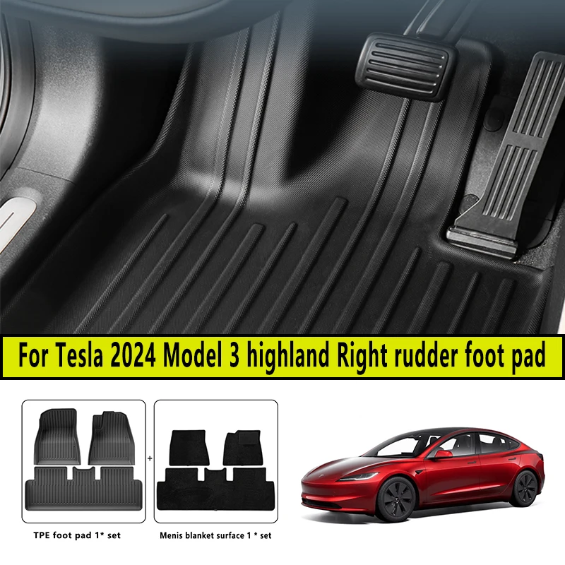 For new models Tesla 2024 Model 3 highland Right rudder Fully Surrounded Floor Mats Waterproof Non-Slip Carpet Foot  Accessorie