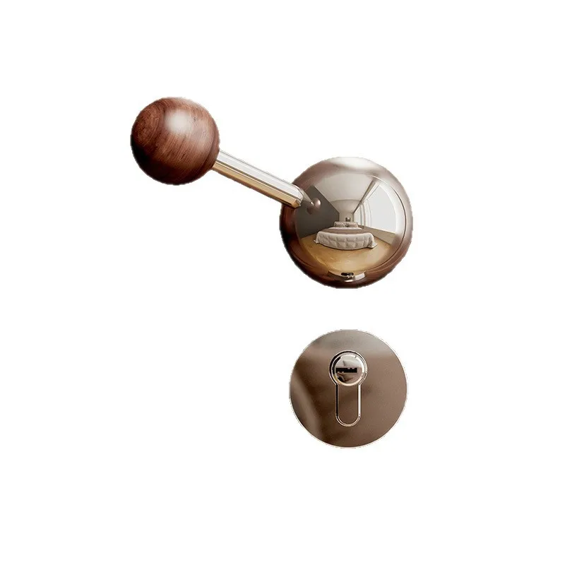 Half interior door lock bedroom minimalist original design silent magnetic room door lock walnut