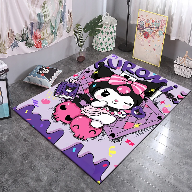 

Sanrio Cartoon Kuromi Painting Area Rug Carpet for Home Living Room Children's Bedroom Sofa Non-slip Kids Doormat Decor Mat Gift