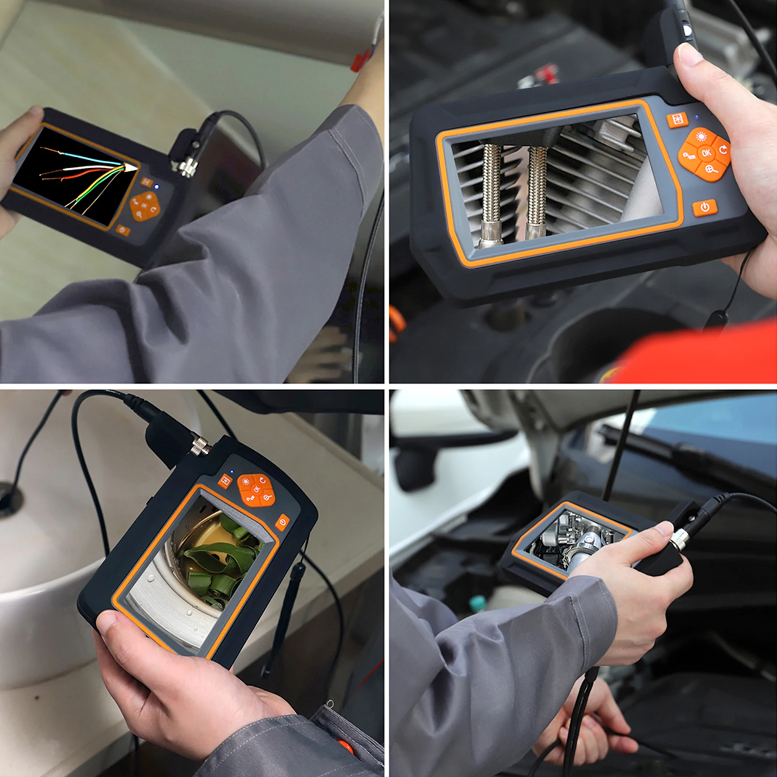 8.5mm Industrial Endoscopes with 4.3 Inch IPS Screen 20M/65.6FT Hose 1080P High Definition Borescope Inspection Camera