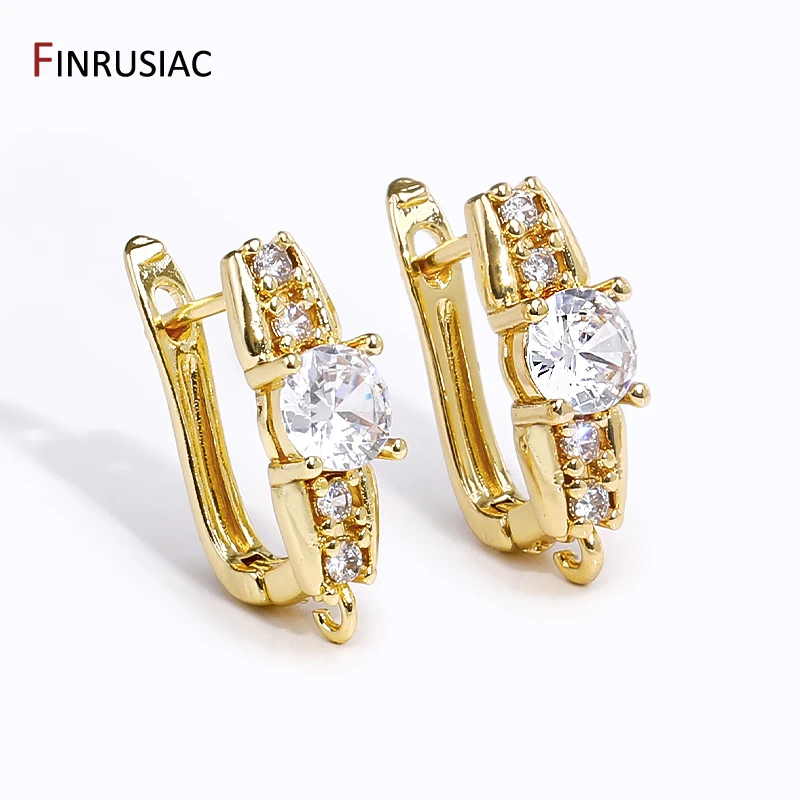 18K Gold Plated Brass Shvenzy Earwire Hooks For DIY Women Handmade Cubic Zirconia Earrings Making Accessories Findings