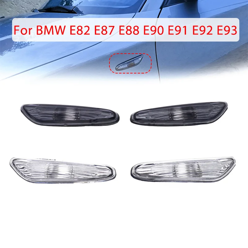

Pair Smoke/Clear Left & Right Turn Signal Indicator Lamp Side Marker Light Cover No Bulb For BMW E60 E61 E82 E88 E90 E91 E92 E93