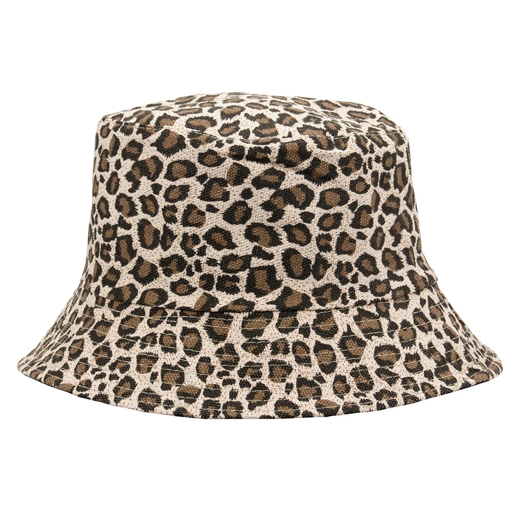 

Leopard Bucket Hat Women Sun Visor Breathable Windproof Ponetail Hole Summer Hats Outdoor Fashionable Fisherman Hat